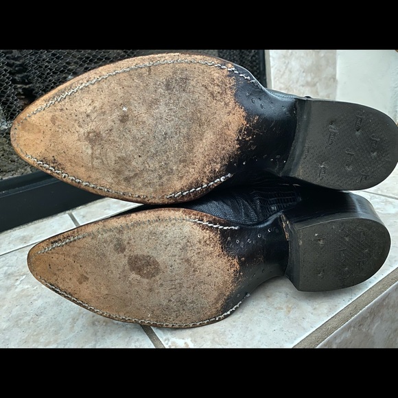 Justin Exotic Black Teju Lizard Cowboy Boots - Picture 4 of 7